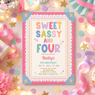 Convites Doce Sassy E Quatro Menina Caprichosa 4º Aniversár