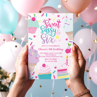 Convites Doce Sassy e Seis Sorvetes e Bolo Aniversário