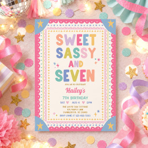 Convites Doce Sassy E Sete Menina Caprichosa 7º Aniversário