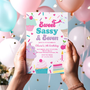 Convites Doce Sassy e Sete Sorvete e Bolo de Aniversário