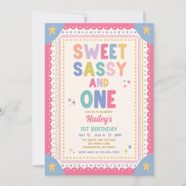 Convites Doce Sassy E Uma Garota Caprichosa Aniversário de  (Frente)