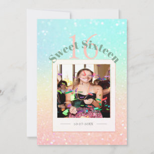 Convites Doce Sessenta Foto Glitter Moderno Aniversário