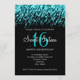 Convites Doce Sessenta Partidos Caindo Estrelas Turquesa