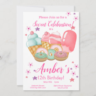 Convites Doce Sorvete, Rosquinha Aniversário, Qualquer Idad
