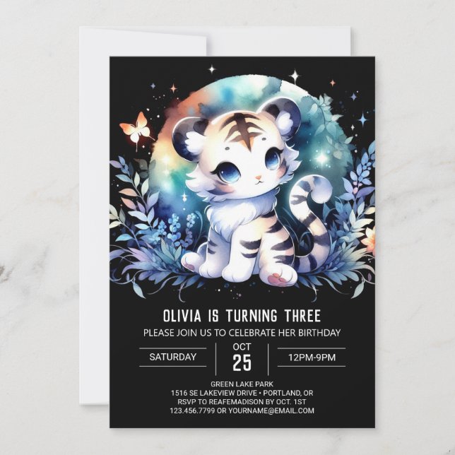 Convites Doce Tiger Birthday minimalista (Frente)