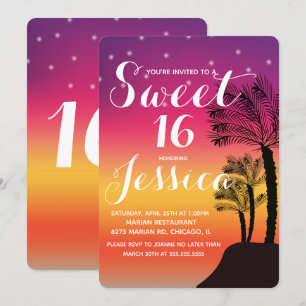Convites Doce tropical 16 da palmeira tropical do por do