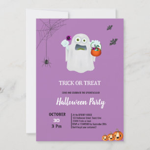Convites Doce truque fantasma abóbora roxa halloween