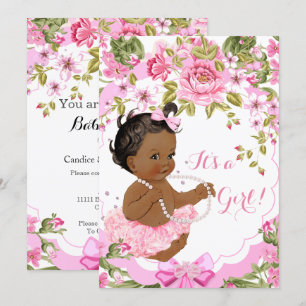 Convites Doce Tutu Étnico Rosa Floral Para Chás de Bebê Men