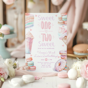 Convites Doce Um Dois Doce festa de aniversário de meninas
