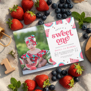 Convites Doce Uma Menina de Melancia Foto 1º Aniversário