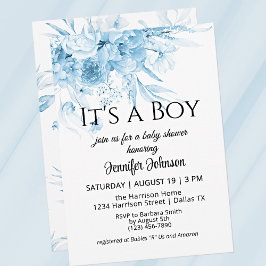 Convites Doce Vintage Florals Azul É um Chá de fraldas