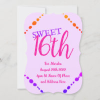 Doces 16 pontos divertidos Texto roxo rosa