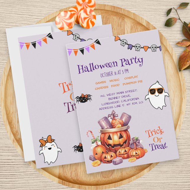 Convites Doces de Abóbora Modernos para Crianças no Hallowe (Criador carregado)