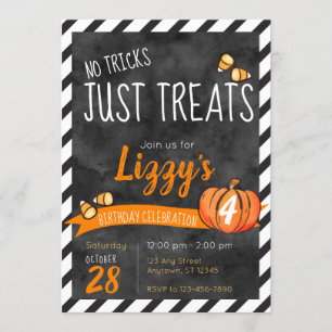 Convites Doces de Halloween sem Truques Aniversário