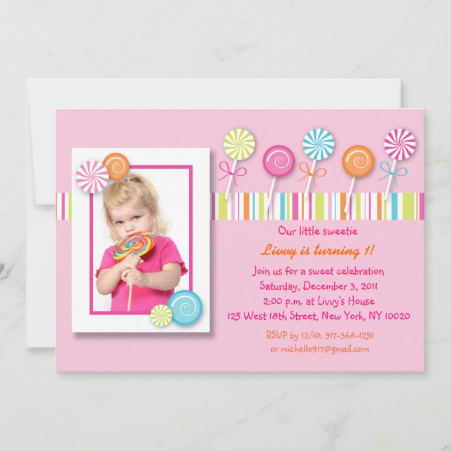 Convites doces do aniversário dos doces do (Frente)
