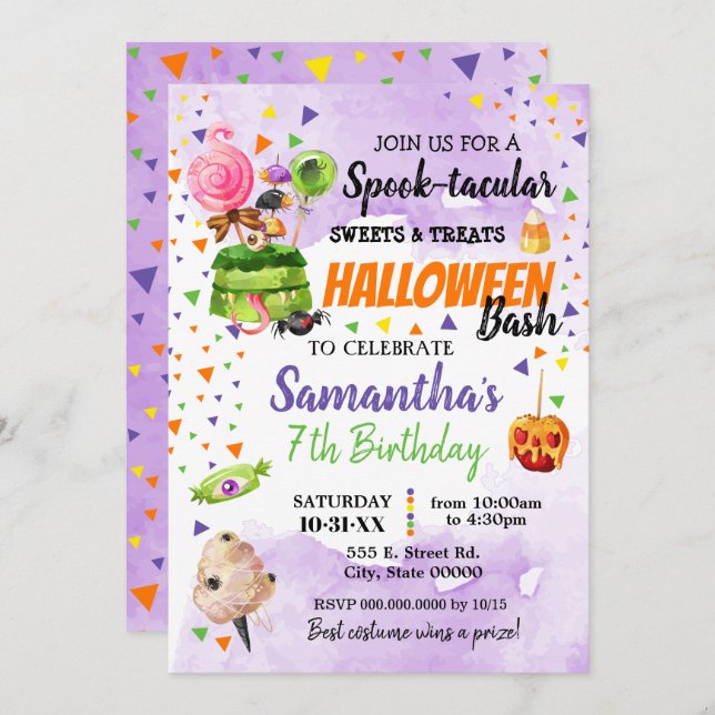 Convites Doces espetaculares e parabéns (Frente/Verso)