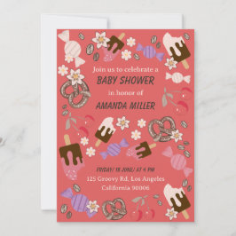 Convites Doces Salgados para Chá de Bebê com Estampa Vermel