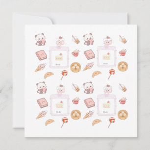 Convites Doces Tratamentos Kawaii Rosa Fofo Design de Sobre