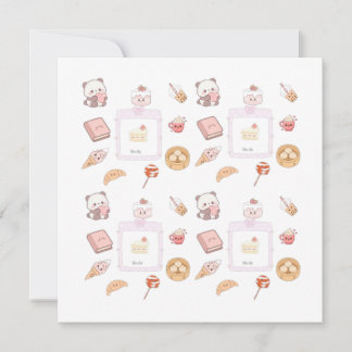 Convites Doces Tratamentos Kawaii Rosa Fofo Design de Sobre