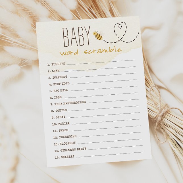 Convites Docinho Bumble Bee Baby Word Scramble (Criador carregado)