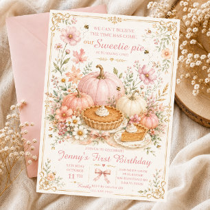 Convites docinho de torta de abóbora de aniversário de arco