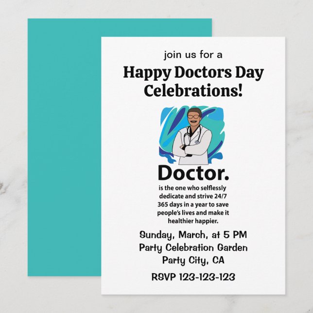 Convites Doctor Appreciation Happy Doctors Day Celebration (Frente/Verso)