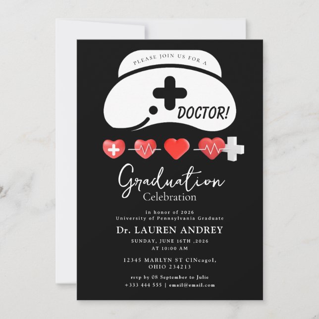 Convites Doctor Graduation Party Invitation (Frente)