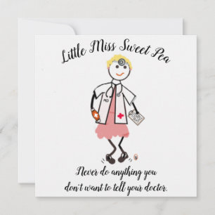Convites Doctor Note Card w Little Miss Sweet Pea