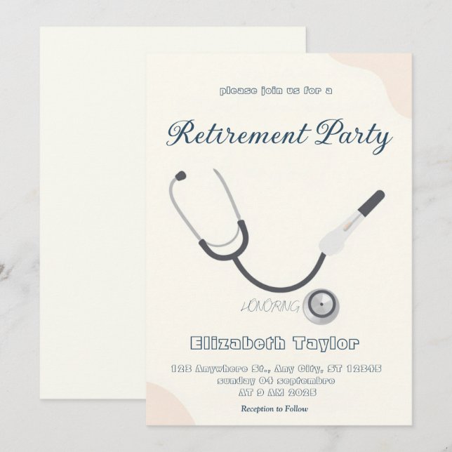 Convites Doctor nurse retirement invitation (Frente/Verso)