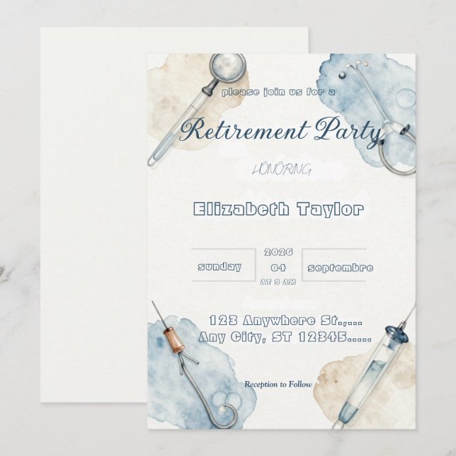 Convites Doctor nurse retirement invitation (Frente/Verso)