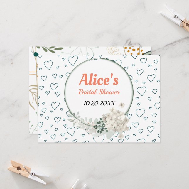 Convites Documento de Chá de panela de Quadro Floral Modern (Frente/Verso In Situ)