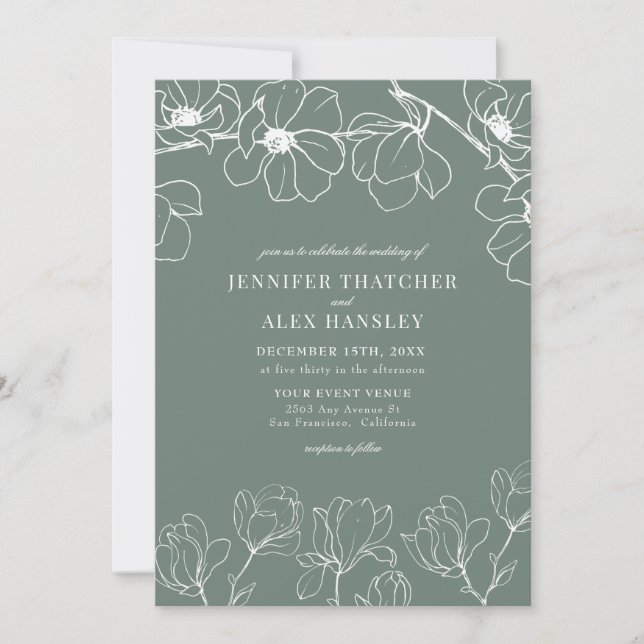 Convites Doenças do | Casamento Floral Simples e Elegante M (Frente)