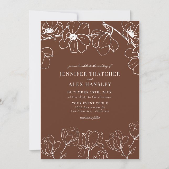 Convites Doenças do | Casamento Floral Simples e Elegante M (Frente)