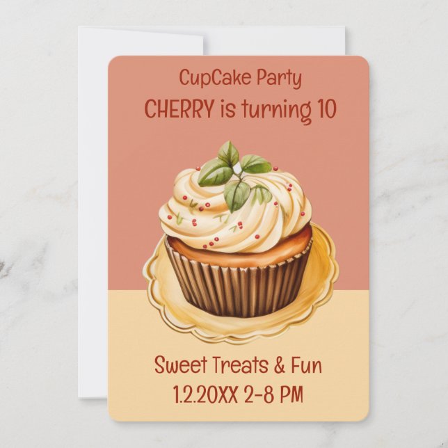 Convites Doentes de cupcake (Frente)