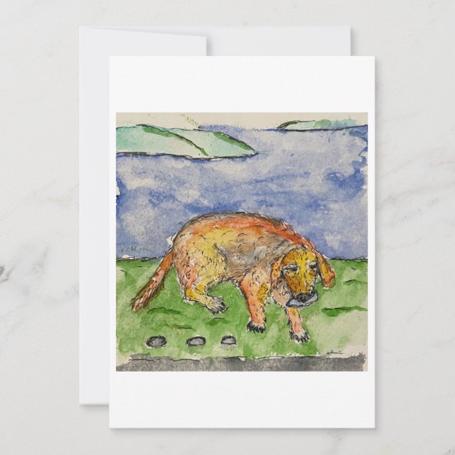 Convites Dog Carrying a Rock Greeting Card (Frente)