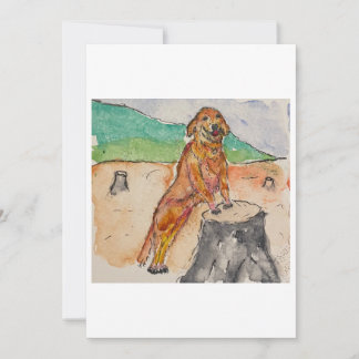 Convites Dog Next to a Tree Stump Greeting Card