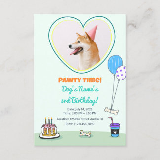 Convites Dog Photo Pet Pawty Birthday Party Design Theme