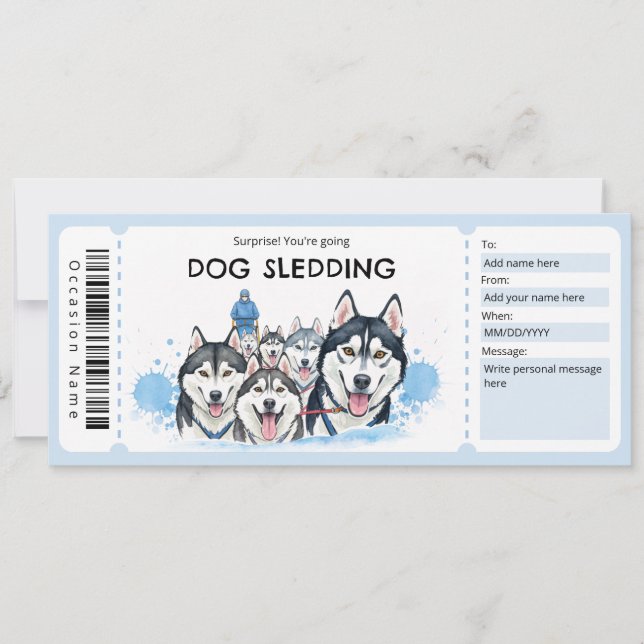 Convites Dog Sledding Gift Certificate (Frente)