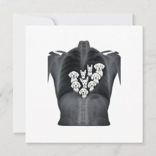 Convites Doggie Heart X-Ray - Design do Cachorro Engraçado