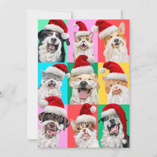 Convites Dogs and Cats with Santa Beard (Frente)