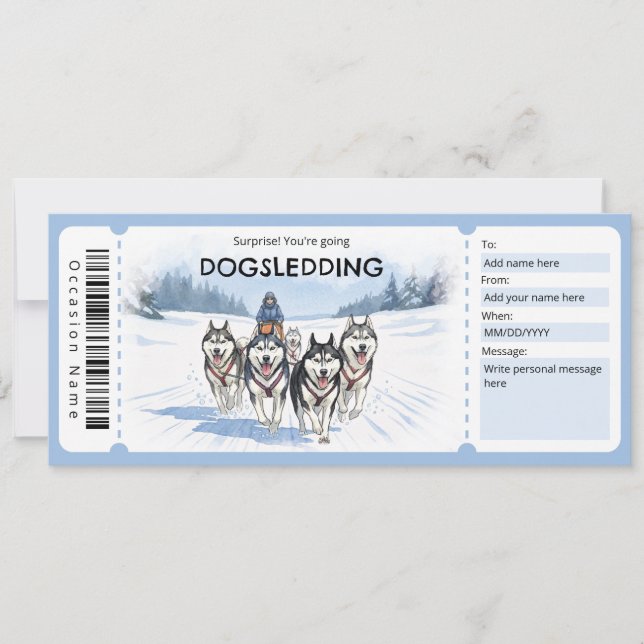 Convites Dogsledding Gift Certificate (Frente)