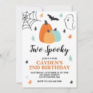 Convites Dois Abóbora Azul Assustador de Halloween