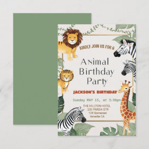 Convites Dois Animais Selvagens Safari Aniversário
