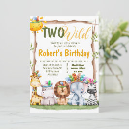 Convites Dois Animais Selvagens Safari Aniversário Tribal