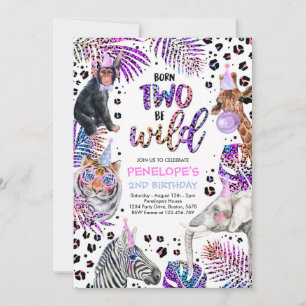 Convites Dois Animais Selvagens Safari Arco-Íris Cheetah An