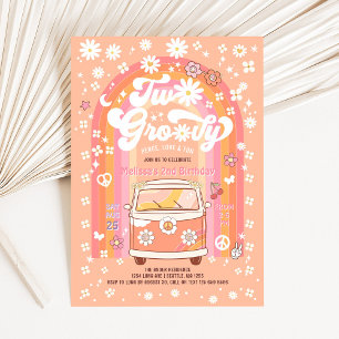 Convites DOIS Aniversário de 2 anos Groovy Van Daisy Hippie