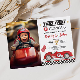 Convites Dois Aniversário de Foto de Carro vintage Vermelho