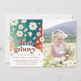 Convites Dois Aniversário de Segunda Groovy | Retrô Daisy C