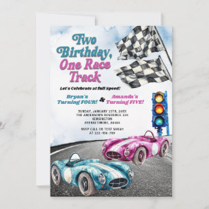 Convites Dois Aniversário Um Carro Race Race Race Aniversár