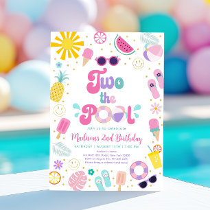 Convites Dois aniversários de verão da Piscina Piscina